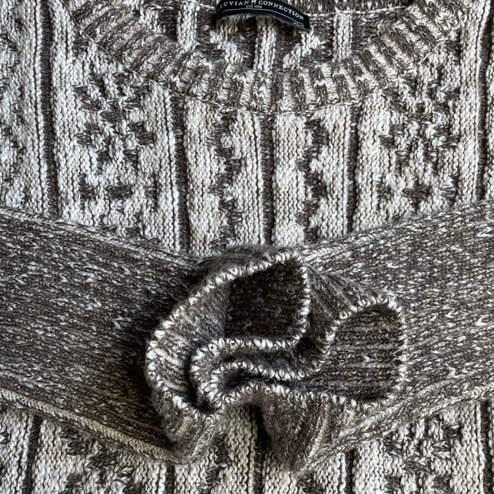 Peruvian Connection Ojito Pima Cotton Swoncho Boxy Cut Brown/Cream SZ XS/S - Picture 8 of 12